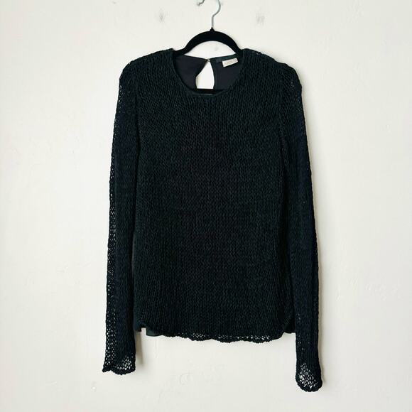 Les Copains Italy Open Knit Front Detail Blouse Top eyelet mesh net woman’s M - Picture 1 of 10
